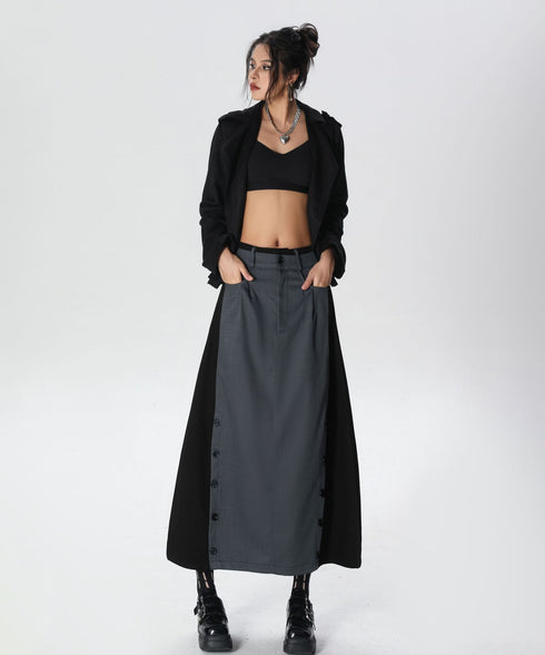 Dual Panel Buttoned Skirt